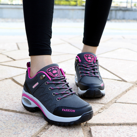 Womens Air Cushion Athletic Walking Sneakers Breathable Gym Jogging Tennis Shoes Fashion Sport Lace Up Hight Platform ► Photo 1/6