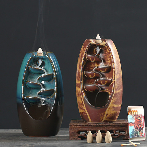 Backflow Waterfall Incense Special Burner stand Handicraft Ceramic fountain Smoke Aromatherapy base Home Decoration Gift ► Photo 1/6