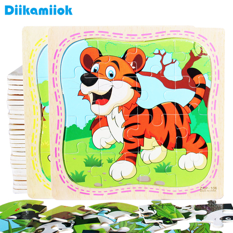 New Sale 38 Style Cartoon Wooden Puzzle Children Animal/ Vehicle Jigsaw Toy 3-6 Year Baby Early Educational Toys for Kids Game ► Photo 1/6