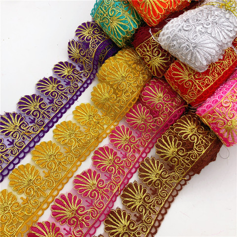 10yards  many colors Rayon Embroidery Scalloped Lace Trim Metallic Bridal wedding Trim Wide:6.5cm ► Photo 1/6