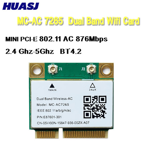 Huasj MC-AC 7265 de banda Dual mini PC-E tarjeta WIFI para intel 7265 AC 802.11ac 2x2 WiFi + Bluetooth + BT4.2 ► Photo 1/4