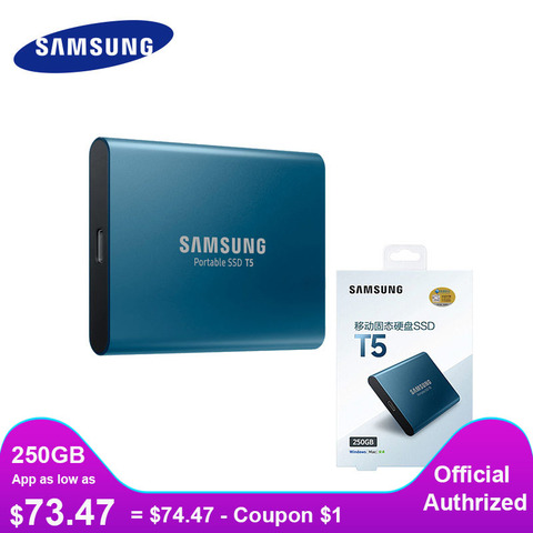 SAMSUNG External SSD T5 USB3.1 USB3.0 250GB 500GB 1TB Hard Drive External Solid State Drives HDD Desktop Laptop PC disco duro ► Photo 1/6