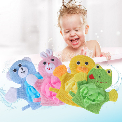 Soft Baby Bath Brush Kids Body Scrubber Exfoliating Sponge Cartoon Animal Shower Gloves Skin Cleaner Cleaning Tool for Children ► Photo 1/6