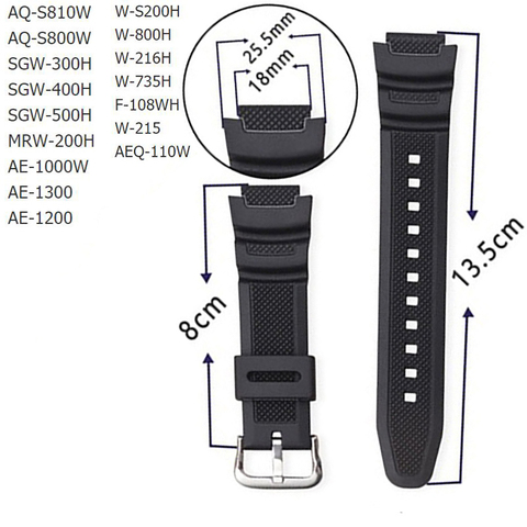 Rubber Strap Suitable for-Casio AE-1000w  SGW-400H / SGW-300H Silicone Watchband Pin Buckle Strap Watch Wrist Bracelet Black ► Photo 1/3