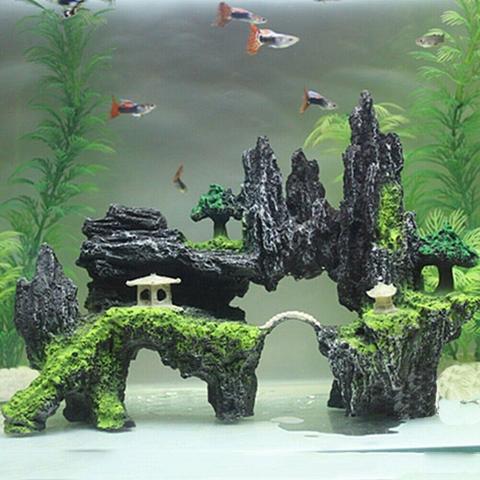 Non-Toxic Pet Products Aquarium Decoration Ornament Accessiories Rocks Mountain Rock Cave Tree Bridge Fish Tank Pet Supplies ► Photo 1/6