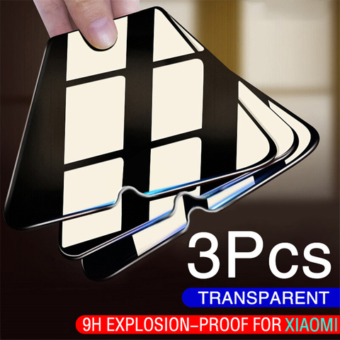 3PCS Full Protective Glass For Xiaomi Mi 10 9 8 Lite 9T Pro 9 SE Tempered Glass Screen Protector For Xiaomi Mi A3 A2 Lite A1 6X ► Photo 1/6