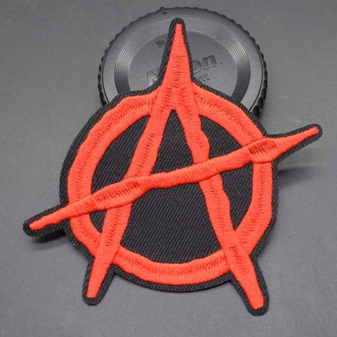Red A Letter Punk Novelty Iron On Embroidered Clothes Patches For Man Cap Bag Anarchy  Sign Clothing Stickers Garment Wholesale ► Photo 1/3