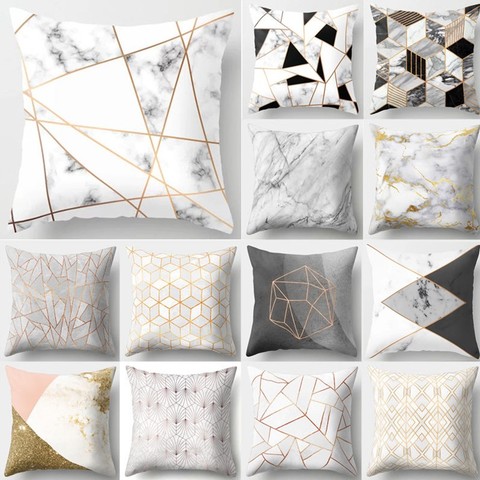 Brief Marble Geometric Sofa Decorative Cushion Cover Pillow Pillowcase Polyester 45*45 Throw Pillow Home Decor Pillowcover 40507 ► Photo 1/6