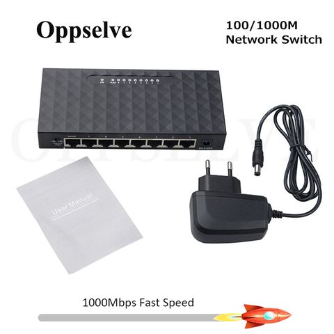 1000/100Mbps Fast Ethernet RJ45 Switcher 8-Port Desktop Laptop Router Switch Ethernet Network Switcher LED Light Duplex Splitter ► Photo 1/6