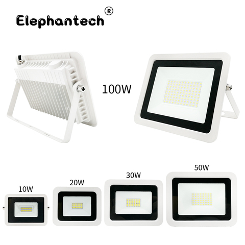 LED Flood Light 100W 50W 30W 20W 10W Ultra Thin White Reflector Floodllight Spotlight 230V IP68 Waterproof Outdoor Lighting ► Photo 1/6