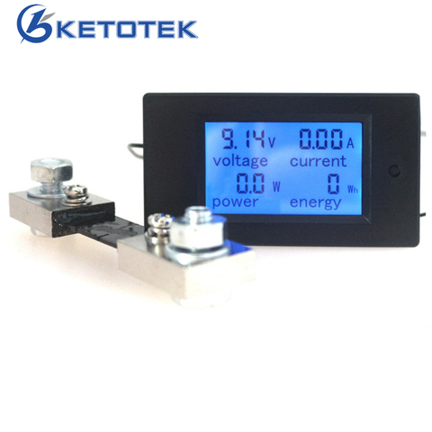 DC 6.5-100V 50A 20A 100A Digital DC Voltmeter Ammeter LCD 4 in 1 DC Volt Amp Power Energy Meter Tester with DC 50A/75mV Shunt ► Photo 1/6