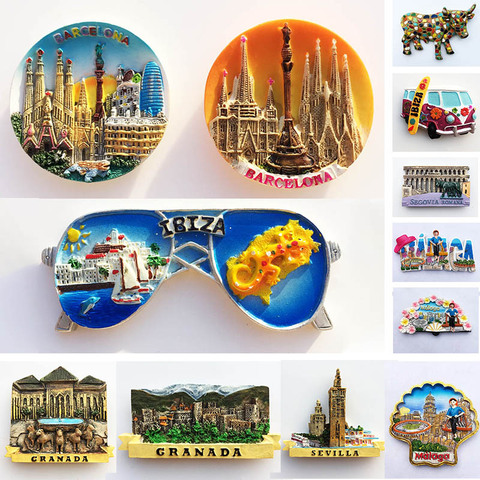 Barcelona Spain Fridge Magnets Columbus Granada Ibiza Sevilia Maalaga Souvenir Refrigerator Magnets Stickers Home Kitchen Decor ► Photo 1/1