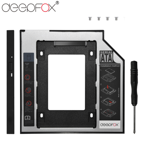 DeepFox Aluminum Universal Optibay 2nd HDD Caddy 12.7mm SATA3.0 2.5