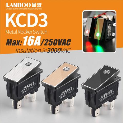 LANBOO 2810.5 series waterproof rocker switch 16Amp high current 2NO with LED 2 gears 12V24V220V ► Photo 1/6