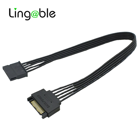 Lingable SATA 15Pin Male to 15P Female Power Extension Cable HDD SSD Power Supply Cable SATA Power Cable 30CM ► Photo 1/6