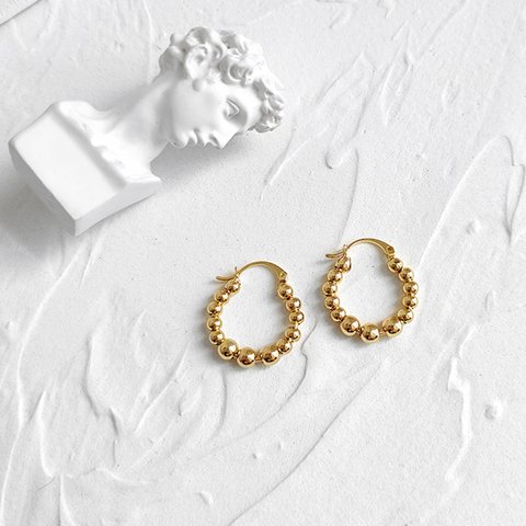 Peri'sBox Multi Small Beads Hoop Earrings Round Geometric Earrings for Women Circle Beaded Minimalist Earrings 2022 Trendy Hot ► Photo 1/6