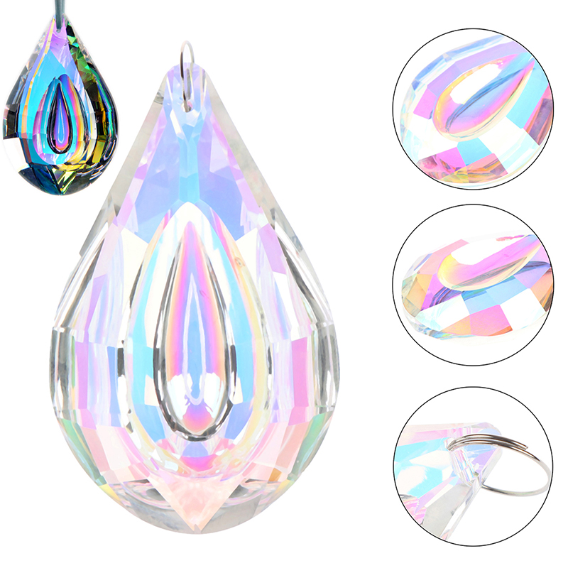 Colorful Chandelier Glass Crystals Lamp Prisms Parts Hanging Drops Pendants 76mm 