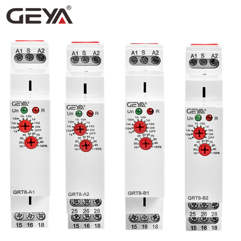 GEYA Delay on Delay off Timer Relay Electronic Type 16A AC230V OR AC/DC12-240V with CE CB ROHS Certificate GRT8-A/B/At/Bt ► Photo 1/6