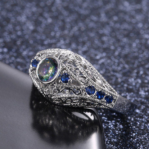 Huitan Delicate Ethnic Women Ring Special-interest Wedding Rings Colored Zircon Stone Simple Design High Quality Female Jewelry ► Photo 1/6