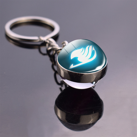 Fairy Tail Jewelry Double Side Glass Ball Pendant Guild Logo Crystal Key Chains Anime Cosplay Keychain Natsu Cosplay keyrings ► Photo 1/5