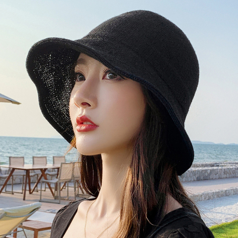 New Bow Shade Hat Wide-brim Hats Women Fisherman Hat Beach Hat Travel Cap 