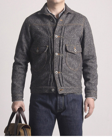 WT-0002 Read Description ! Asian size washed hand-made man's vintage super heavy 500GSM wool casual stylish jacket ► Photo 1/6