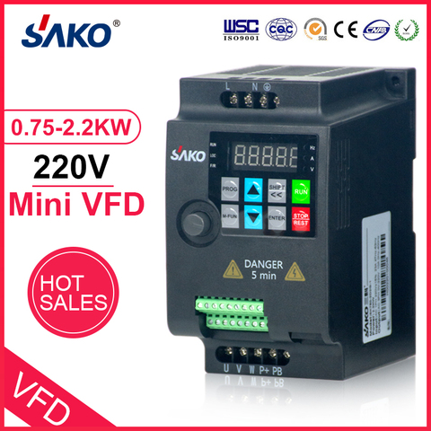 SAKO SKI780 220V 0.75KW/1.5KW/2.2KW 1HP Mini VFD Variable Frequency Drive Converter for Motor Speed Control Frequency Inverter ► Photo 1/4
