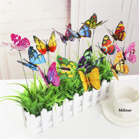 Decor Flower Pot Butterfly  Butterfly Garden Decoration - Decorative  Stakes & Wind Spinners - Aliexpress