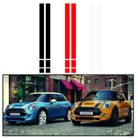 2Pcs Black White Red Vinyl Car Bonnet Stripes Hood Sticker Cover Decal dWm2754536 Fit For BMW MINI Cooper R50 R53 R56 R55 ► Photo 1/6