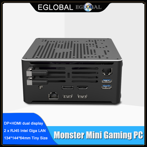 Eglobal S210 Nuc Intel i9 9880H i7 9850H 2 Lans Mini PC Windows 10 Pro 2*DDR4 2*M.2 NVMe AC Wifi Desktop Computer 4K DP HDMI ► Photo 1/1