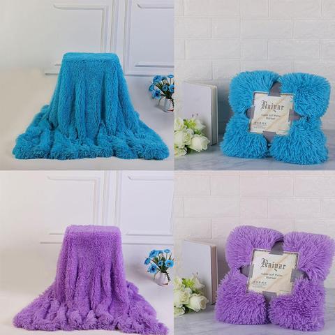 Soft Fur Throw Blanket on the Couch Long Shaggy Fuzzy Fur Faux Bed Sofa Blankets Warm Cozy With Fluffy Sherpa ► Photo 1/6