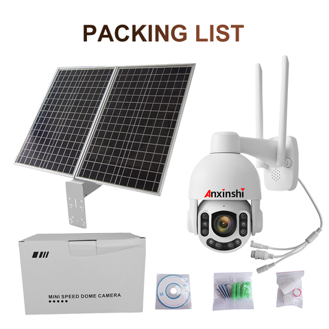 Solar Panel 60W-30A/H Rechargeable Battery 5MP IP Wireless Camera Sony Imx335 Starlight WiFi HD Outdoor IP66 Cameras with 64G SD ► Photo 1/6