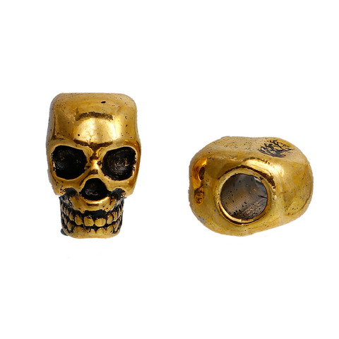 DoreenBeads 20 PCs Zinc Alloy 3D Skull Spacer Beads Gunmetal Antique Gold Color for DIY Jewelry Making 12mm x 8mm, Hole: 3.8mm ► Photo 1/6