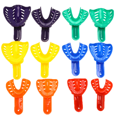 12Pcs Colorful Dental Impression Trays Plastic Materials Teeth Holder Kit Dental Trays Materials Oral Care For Adult Children ► Photo 1/6