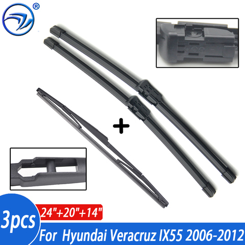 Wiper Front Rear Wiper Blades Set For Hyundai Veracruz IX55 2006 - 2012 Windshield Windscreen 24