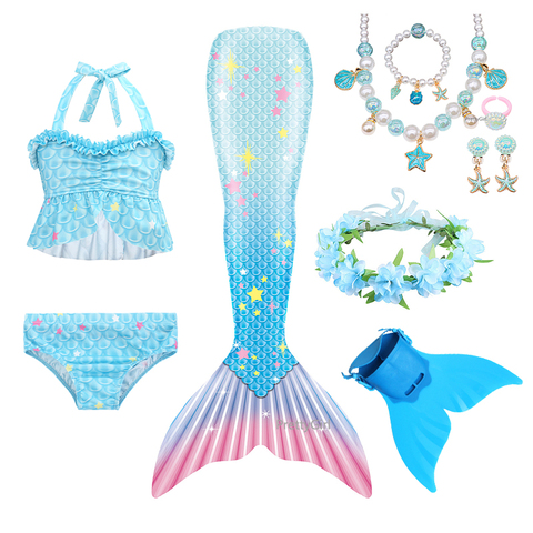 Dresses 2022 Mermaid Tail with Monofin Flipper Mermaid Costume Cosplay Mermaid  Bikini Swimsuit Girls Dress ► Photo 1/6