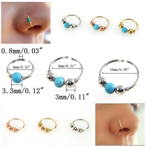 1Pcs Hinge Segment Nose Ring Fashion Retro Round Beads Nose Ring Nostril Hoop Body Piercing Fashion Jewelry ► Photo 1/6