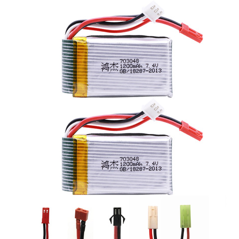 2PCS/lot 7.4V 1200mah 703048 Lipo Battery For MJXRC X600 7.4V 1000mah 25c 2s 703048 Lipo Battery for Remote Control toys battery ► Photo 1/6