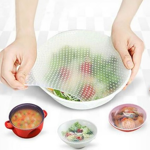 4Pcs/set Silicone Wrap Silicone Bowl Covers Food Fresh Keeping Wrap Reusable Seal Lid Cover Stretch Vacuum Food Wrap Kitchen ► Photo 1/6