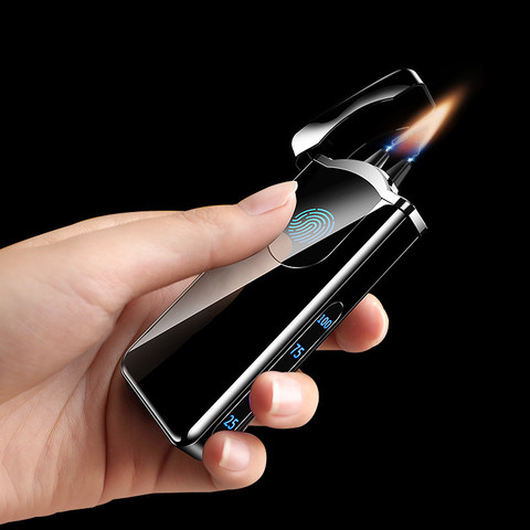 USB Big Flame Cigar Lighter  Pulse Windproof  Arc Electric Candle Lighters Plasma Flameless Gift for boyfriend ► Photo 1/6