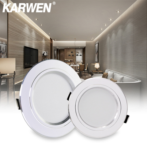 KARWEN LED Downlight AC 220V 230V 240V White Body Ceiling light 5W 9W 12W 15W 18W Lampada Led spotlight for Bedroom room ► Photo 1/6