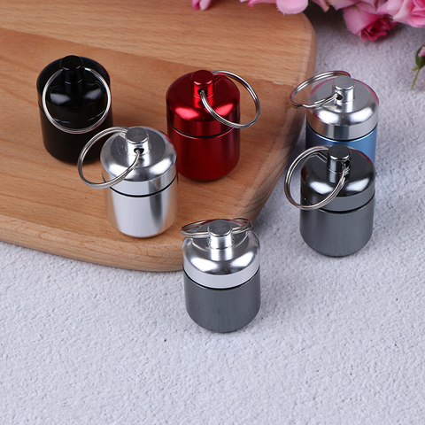 Mini Waterproof Metal Alloy Pill Box Case Bottle Cache Drug Holder Container Keychain Medicine Box Health Care For Travel ► Photo 1/6