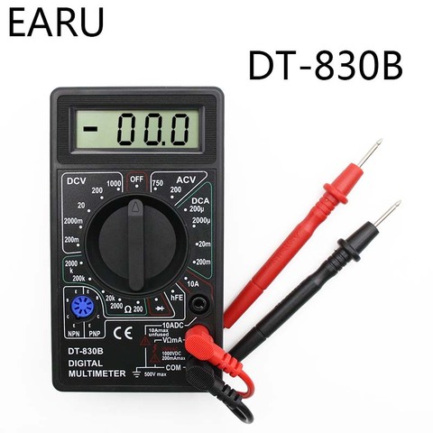 LCD Digital Multimeter DT-830B Electric Voltmeter Ammeter Ohm Tester  750/1000V Amp Volt Ohm Tester Meter (Yellow)