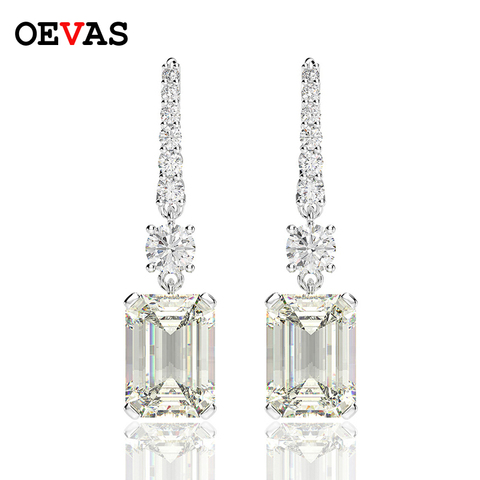 OEVAS Luxury 925 Sterling Silver Created Moissanite Gemstone White Gold Drop Dangle Hook Earrings Fine Jewelry Gift Wholesale ► Photo 1/6