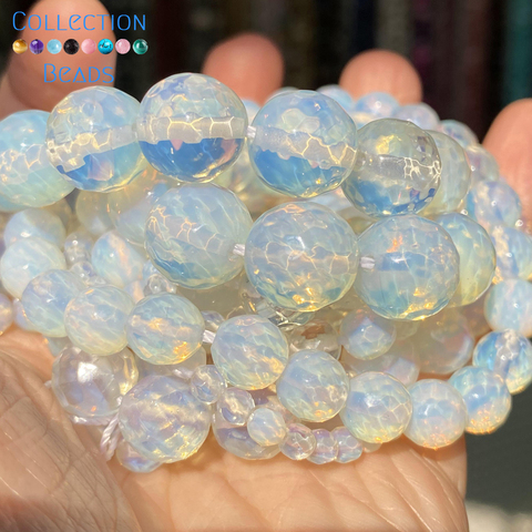 Natural Faceted Opal Stone Spacer Loose Round Beads For Jewelry Making 4-12 MM DIY Bracelets Accessories Wholesale ► Photo 1/5