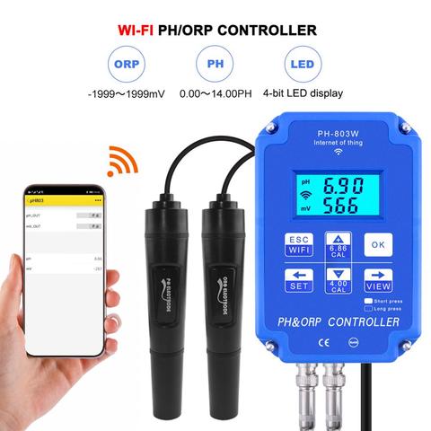 PH-803W Wifi Monitoring Digital PH&ORP Controller BNC Probe Water Quality Tester for Hydroponics, Swimming Pool, Aquarium ► Photo 1/6