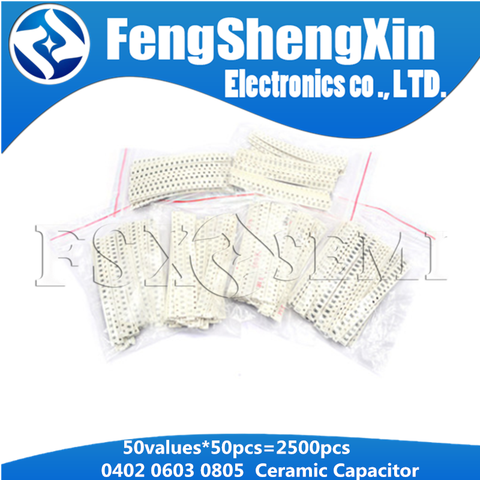 50values X50pcs=2500pcs 0402 0603 0805 SMD Ceramic Capacitor Assorted Kit 1pF~10uF Chip Samples kiT 1PF 1.5PF 3PF 4.7PF ► Photo 1/6