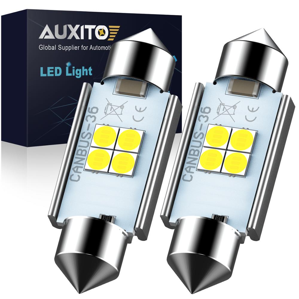 AUXITO 2x New Festoon LED Bulbs 31mm 36mm 41mm C5W C10W Super Bright Car  Dome Light Canbus No Error Auto Interior Reading Lamps - Price history &  Review