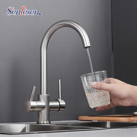 Filter Kitchen Faucet Drinking Water Chrome Deck Mounted Mixer Tap 360 Rotation Pure Water Filter Kitchen Sinks Taps ► Photo 1/6