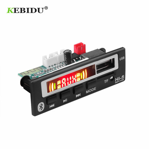 KEBIDU Bluetooth5.0 MP3 WMA WAV Decoder Board 5V 12V Wireless Audio Module Color Screen USB TF FM Radio For Car accessories ► Photo 1/6